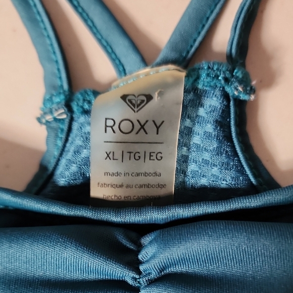 Roxy Women's Teal  Tank Top With Racer And Mesh Back In Size Large - Picture 2 of 9